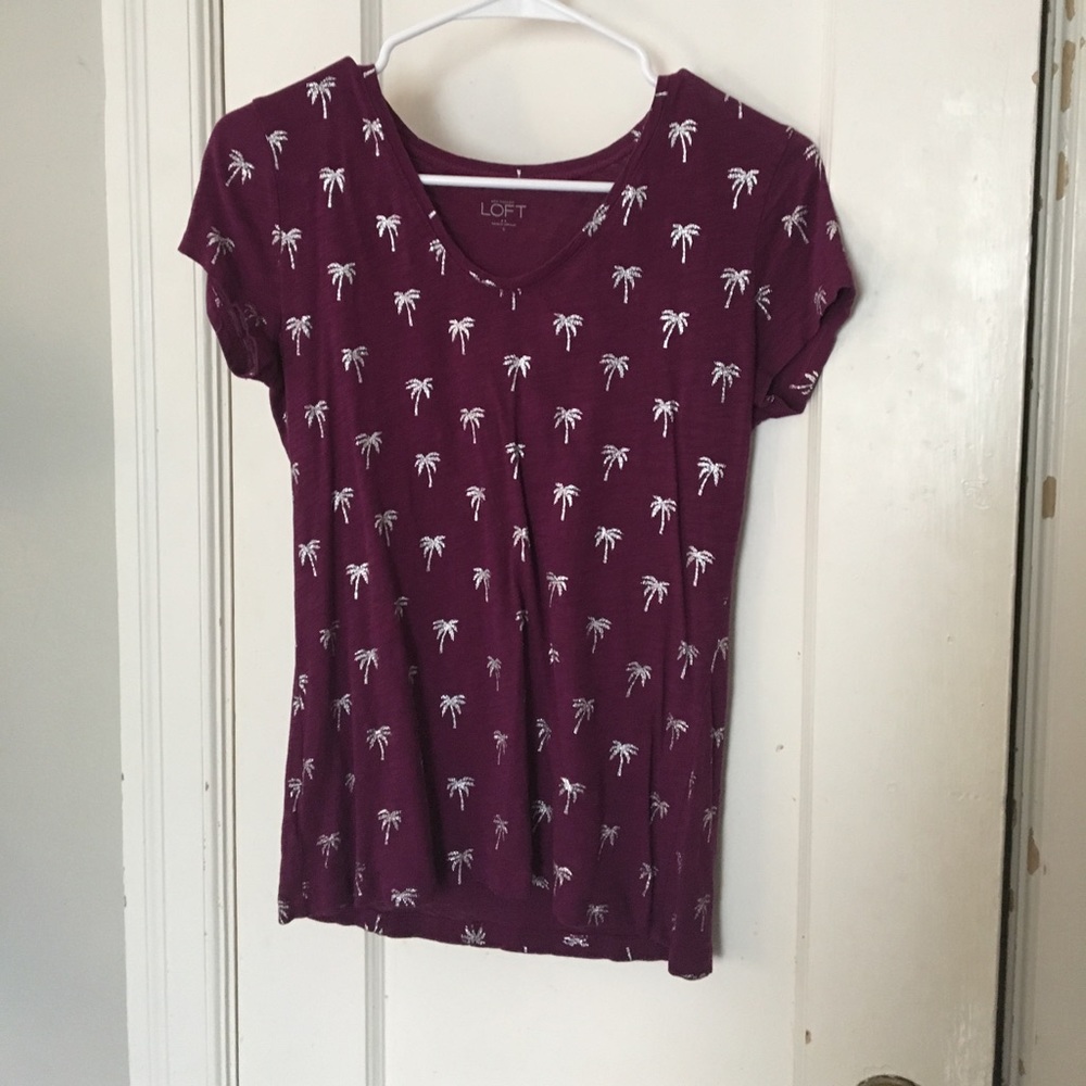 Silver and purple palm tree tee shirt